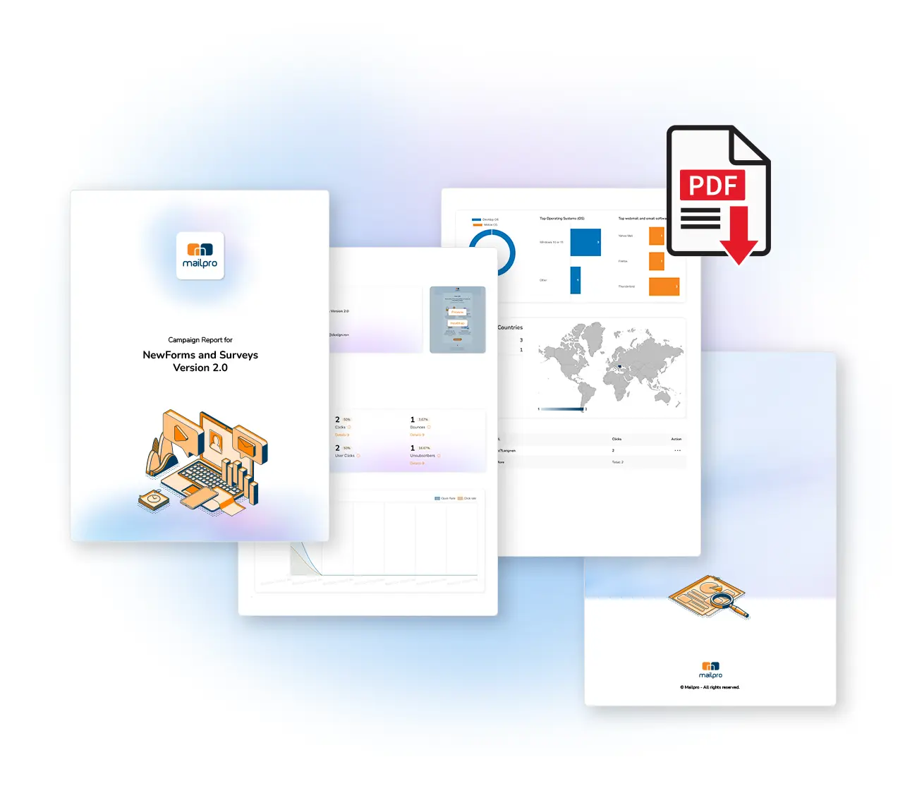 White label PDF statistics report branded with your own logo