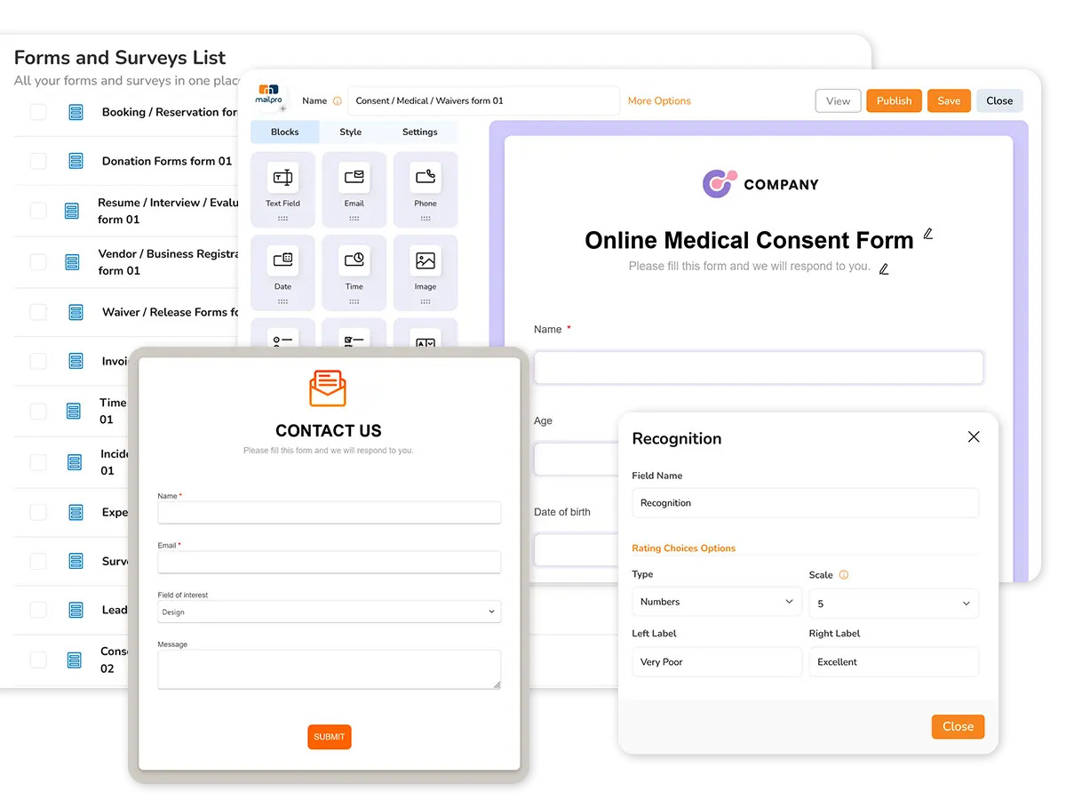 Online form and survey builder
